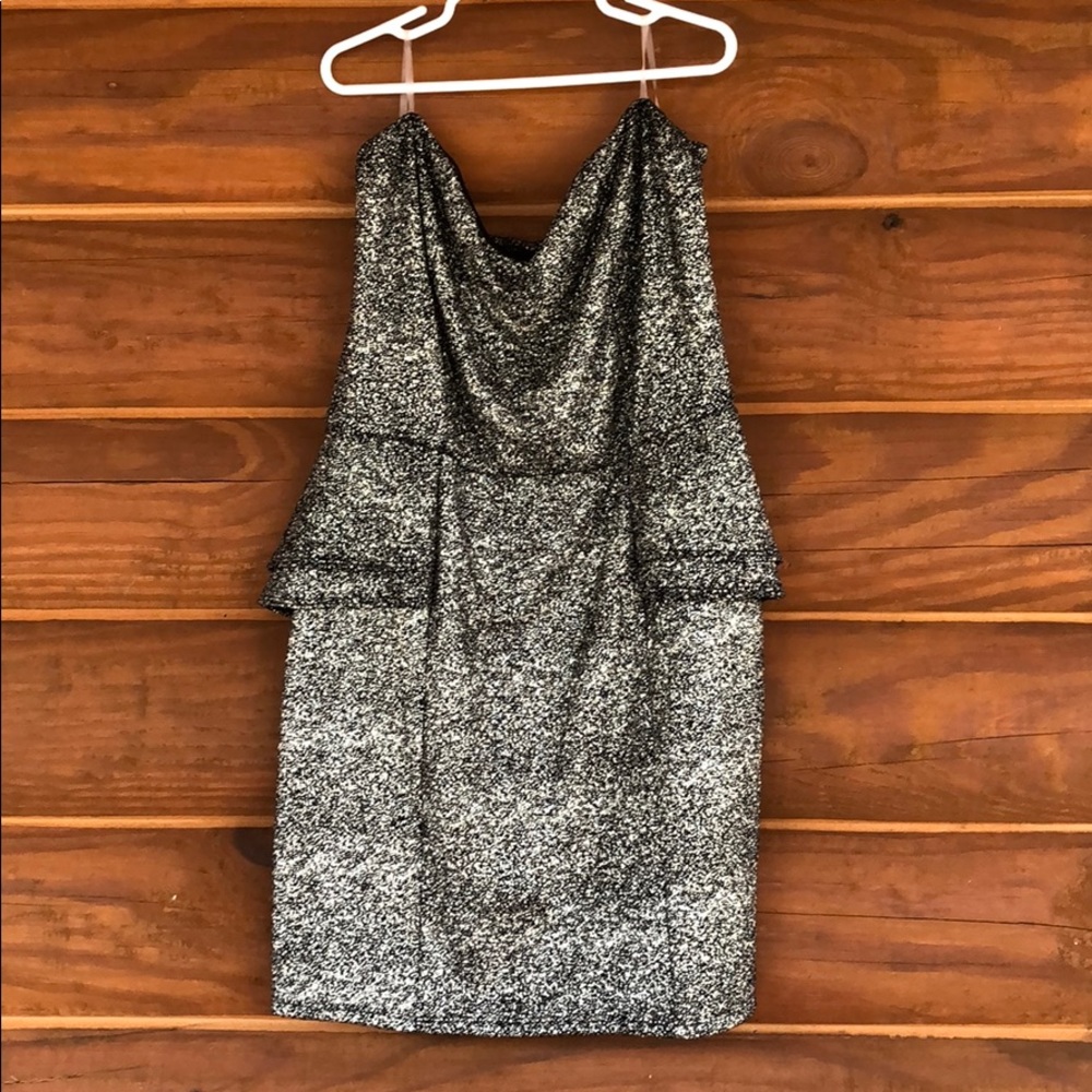 Black and gold peplum dress